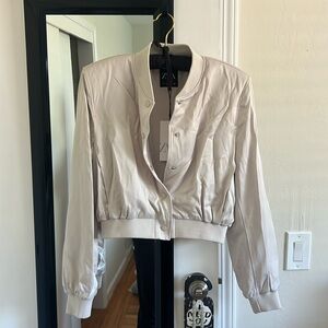 Grey Zara cropped bomber jacket